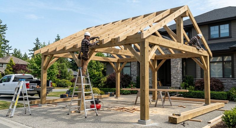 Wood Carport Installation