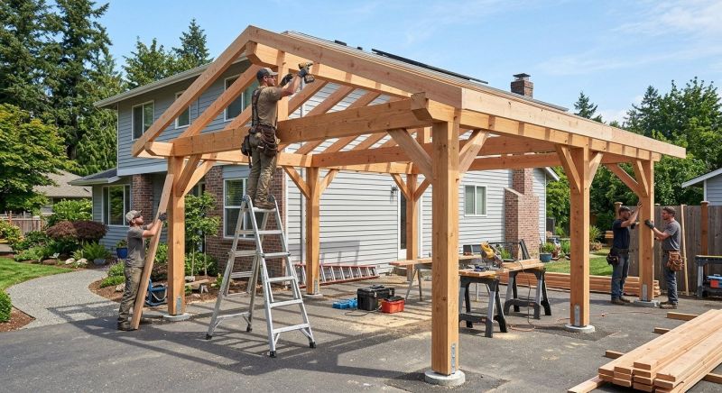 Wood Carport Installation